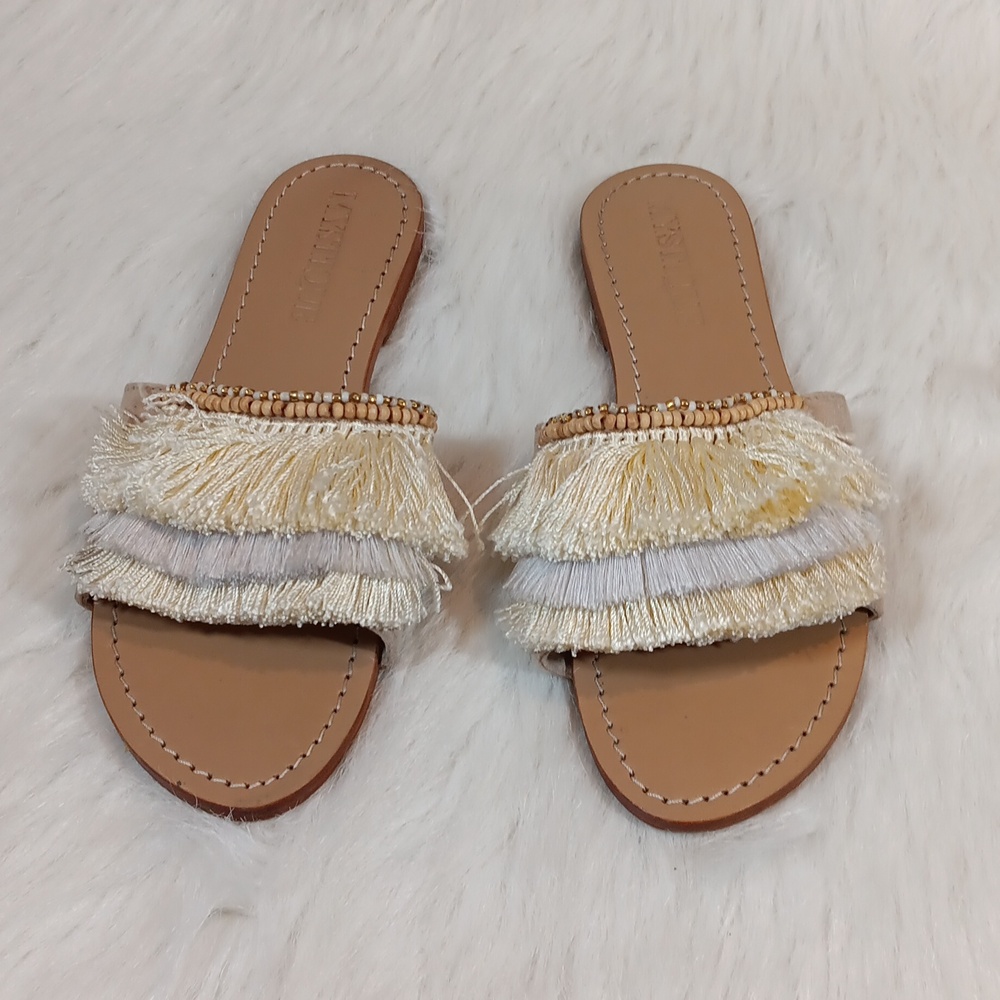 Caracas Women's Leather Fringe Slide Sandal  Sz 8